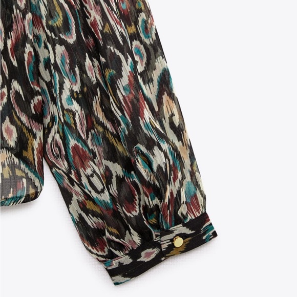 ZARA PRINTED SHIRT WITH METALLIC THREAD SIZE M NWT - Picture 7 of 7